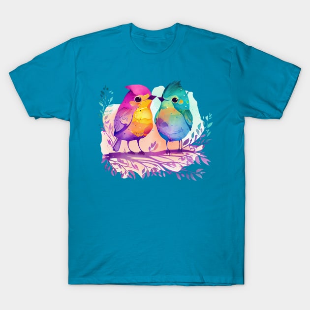 Funny Pair of Colorful Birds T-Shirt by KOTOdesign